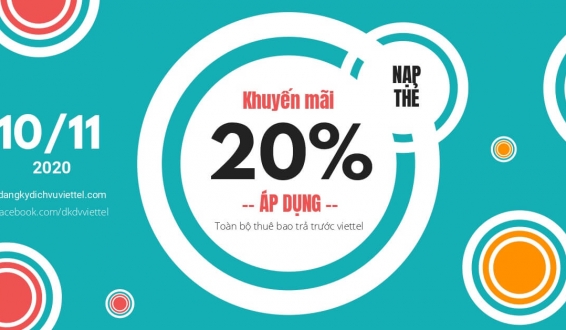 Viettel khuyến mãi nạp thẻ từ 20% - 50% vào ngày 10/11/2020