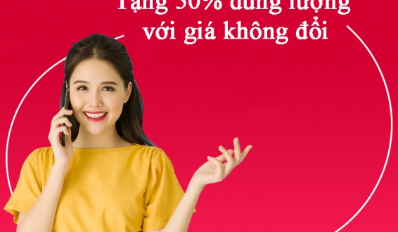 Từ ngày 05/8/20221 tặng 50% dung lượng 1 số gói cước 3G Viettel với giá không đổi